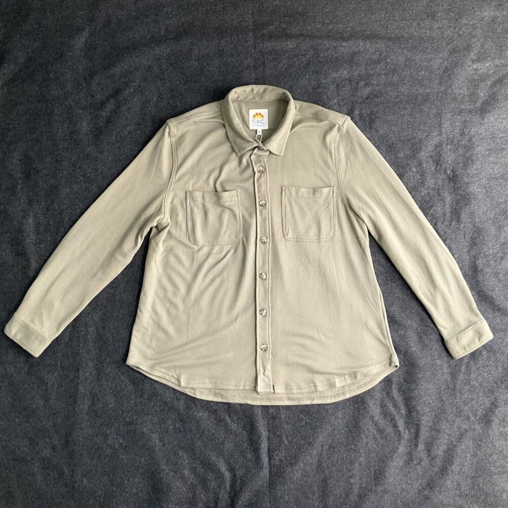 C&C California Shirt Men XL Olive Green Button Down Long Sleeve Pockets Soft